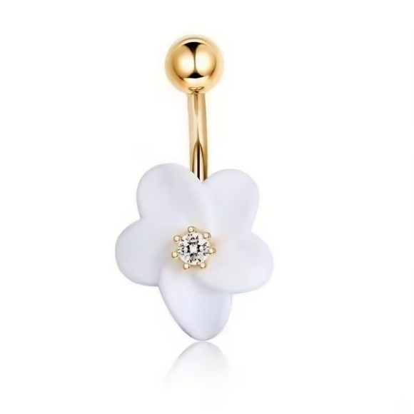 14G Flower Belly Button Piercing Navel Ring for Women/Girls - NEW - Picture 2 of 5